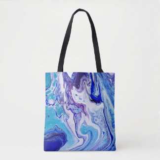 Tote Bag Swirls of Dynamic Blues on Tote