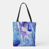 Tote Bag Swirls of Dynamic Blues on Tote (Dos)