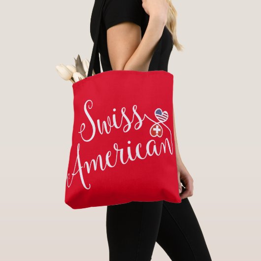Tote Bag SWis American Entwins Hearts (De près)