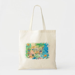 Tote Bag Sydney Australie Carte illustrée avec des monument