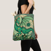 Tote Bag Symbole 2024 Nouvel An, Dragon de Bois Vert (De près)