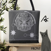 Tote Bag Symbole cancéreux Zodiaque Argent Blanc Gris Manda
