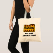 Tote Bag Symbole d'avertissement amusant avec typographie p (Devant (produit))