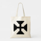 Tote Bag Symbole de croix noire en art pixelisé (Dos)