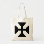 Tote Bag Symbole de croix noire en art pixelisé (Devant)