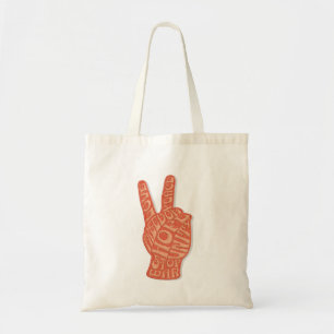 Tote Bag Symbole de la main de la paix style brodé - Love F