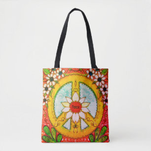 TOTE BAG SYMBOLE DE LA PAIX ET L'AMOUR DE LA BOHÉSIE