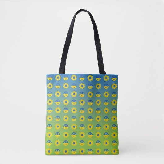 Tote Bag Symbole de la paix pour l'Ukraine et tournesol (Devant)
