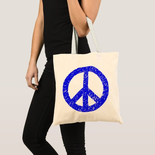 Tote Bag Symbole de la Paix Scribblée - Bleu (Devant (produit))