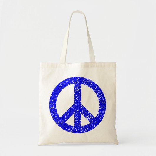 Tote Bag Symbole de la Paix Scribblée - Bleu (Devant)