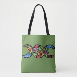 Tote Bag Symbole de la Triple Lune Fleurir