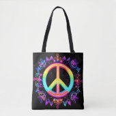 Tote Bag Symbole de paix arc-en-ciel Art (Devant)