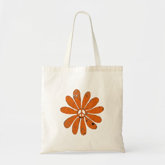 Tote Bag Symbole de paix Hippie Fleur Orange dévêtu (Devant)