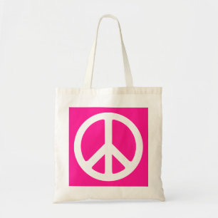 Tote Bag Symbole de paix rose et blanc profond