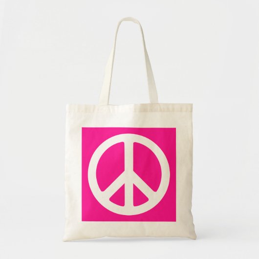 Tote Bag Symbole de paix rose et blanc profond (Devant)