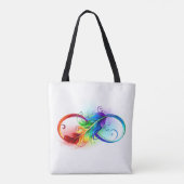 Tote Bag Symbole d'infini avec plume arc-en-ciel (Dos)