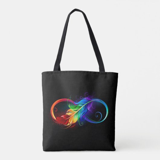 Tote Bag Symbole d'infini avec plume arc-en-ciel (Dos)