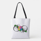 Tote Bag Symbole d'infini avec Rose arc-en-ciel (Dos)