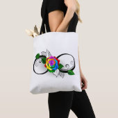 Tote Bag Symbole d'infini avec Rose arc-en-ciel (De près)