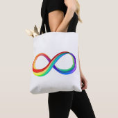 Tote Bag Symbole d'infinité arc-en-ciel stratifié (De près)