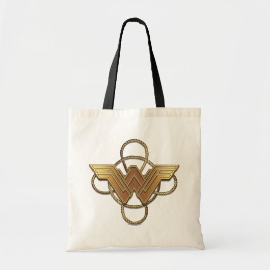 Tote Bag Symbole d'or Wonder Woman sur Lasso (Devant)