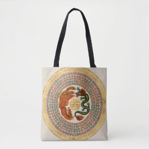 Tote Bag Symbole du Bonheur avec Phoenix et Dragon