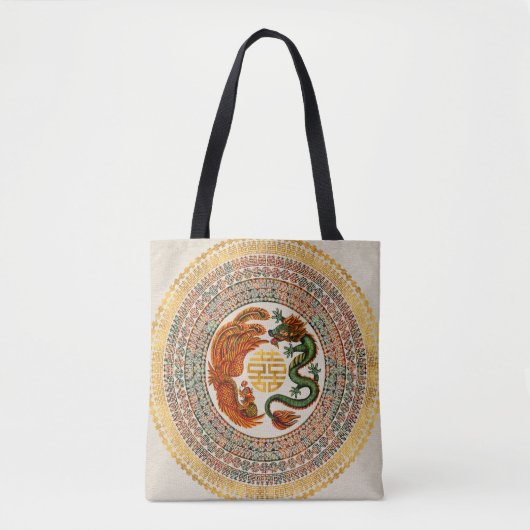 Tote Bag Symbole du Bonheur avec Phoenix et Dragon (Devant)