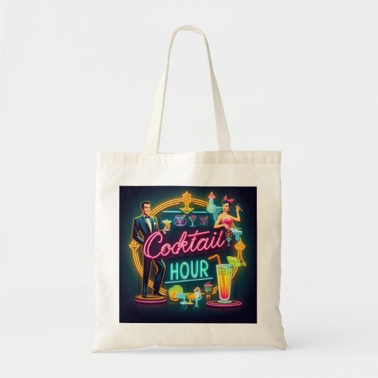 Tote Bag Symbole du néon du milieu du siècle Cocktail Hour (Devant)