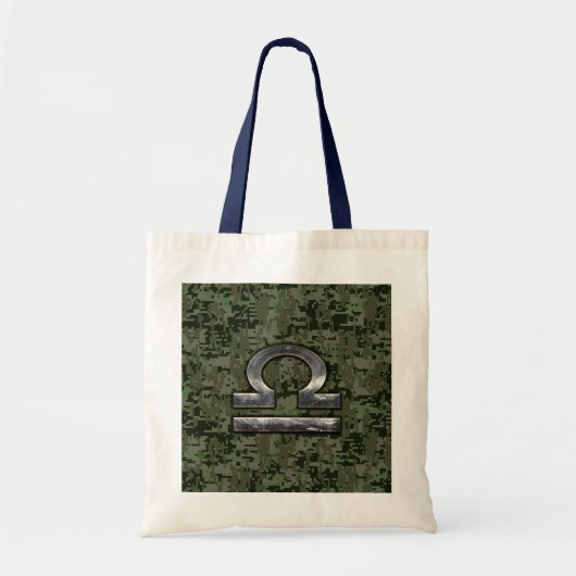 Tote Bag Symbole du Zodiaque de la Libra sur camo numérique (Devant)
