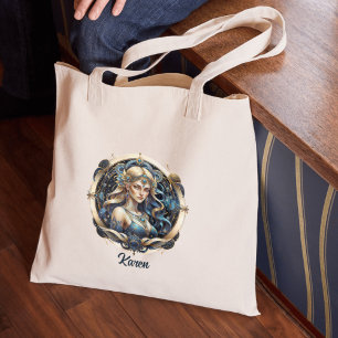 Tote Bag SYMBOLE ÉLÉGANT Bleu Or Celeste Maiden Star Virgo