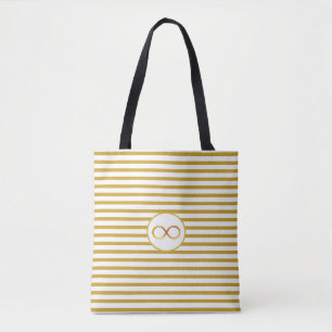 Tote Bag Symbole Elégant d'Infinité & Golden Striped