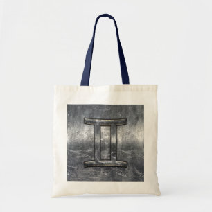 Tote Bag Symbole Gemini Zodiac en Grunge style dévêtu