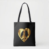 Tote Bag Symbole Gold Peace Avec Un Coeur Or (Devant)