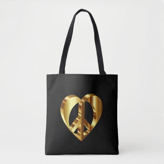 Tote Bag Symbole Gold Peace Avec Un Coeur Or (Devant)