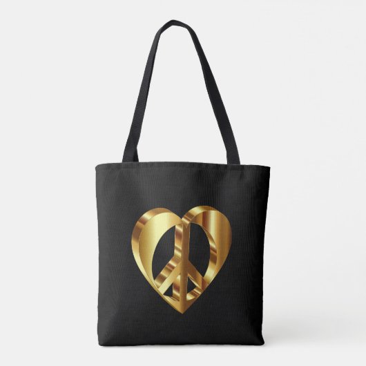 Tote Bag Symbole Gold Peace Avec Un Coeur Or (Dos)