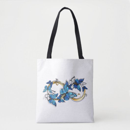 Tote Bag Symbole infini de papillons Morpho bleus (Devant)