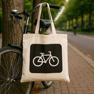 Tote Bag Symbole minimaliste de vélo noir et blanc