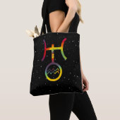 Tote Bag Symbole planétaire Aquarius Uranus Starry Tie Dye (De près)