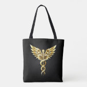 Tote Bag Symbole Polygonal Or Caduceus (Dos)