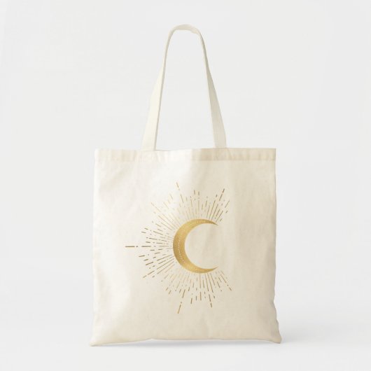 Tote Bag Symbole Tarot - La Lune féminine rose faux or (Devant)