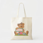 Tote Bag Symbole Teddy Bear with Bow Holding Smile (Devant)
