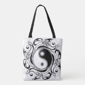 Tote Bag Symbole Yin et Yang Style tatouage noir et blanc (Dos)