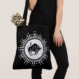 Tote Bag Symbole zodiaque du Taurus avec Starburst céleste