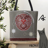 Tote Bag SYMBOLE Zodiaque Rouge Blanc Gris Mandala