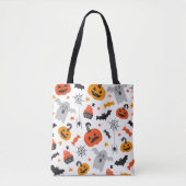 Tote Bag Symboles d'Halloween motif sur blanc (Devant)