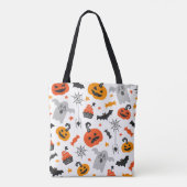 Tote Bag Symboles d'Halloween motif sur blanc (Dos)