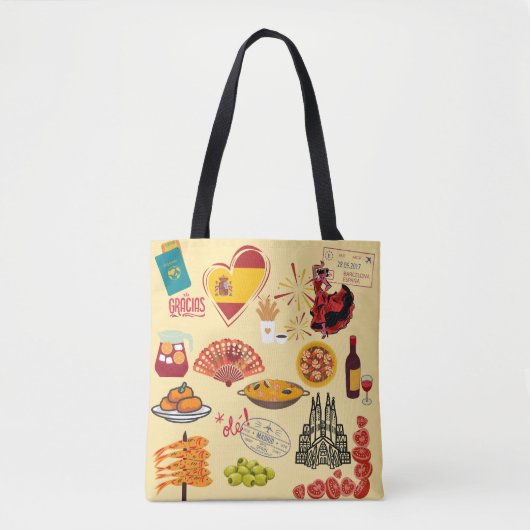 Tote Bag Symboles espagnols Amateurs de voyage (Devant)