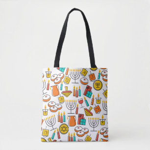 Tote Bag Symboles Hanoukka : Motif de Fête Juif.