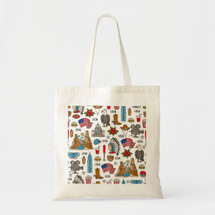 Tote Bag Symboles USA Vintage Motif sans couture