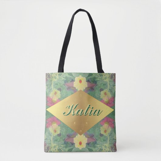 Tote Bag Symétrie florale avec nom (Devant)